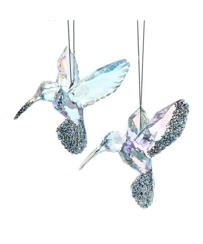 Acrylic Opalescent Bird With Glitter Ornament