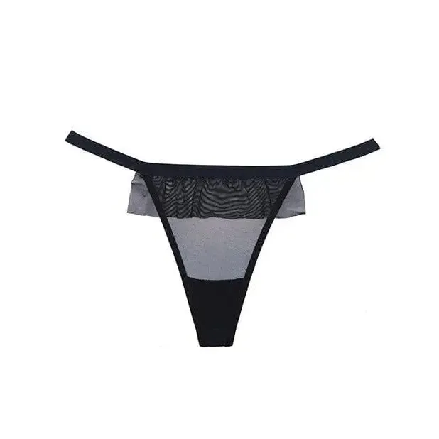 Adore 'Black Tie' Mesh Front with Bow Back Thong