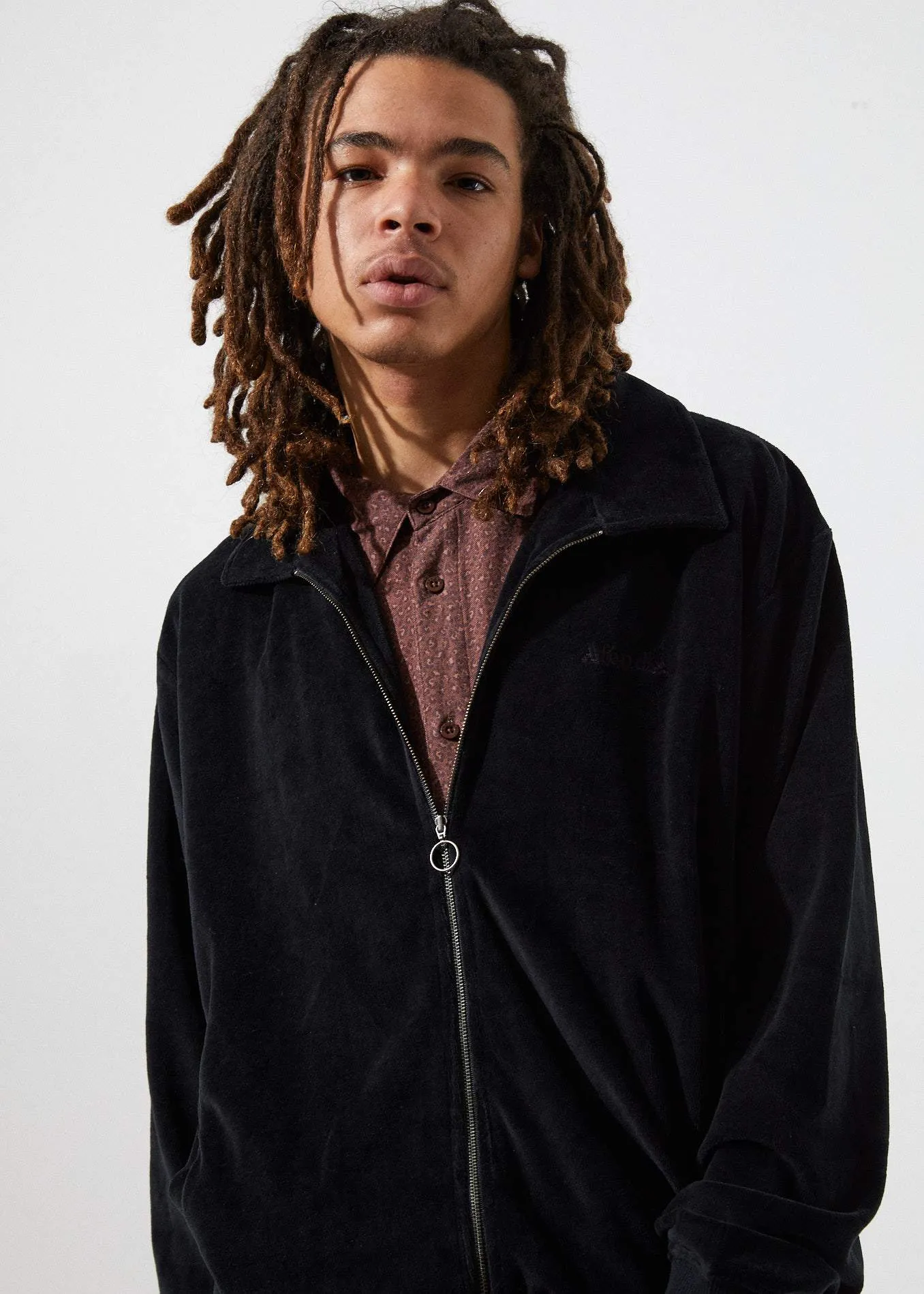 Afends Mens Velour  - Track Crew Jacket