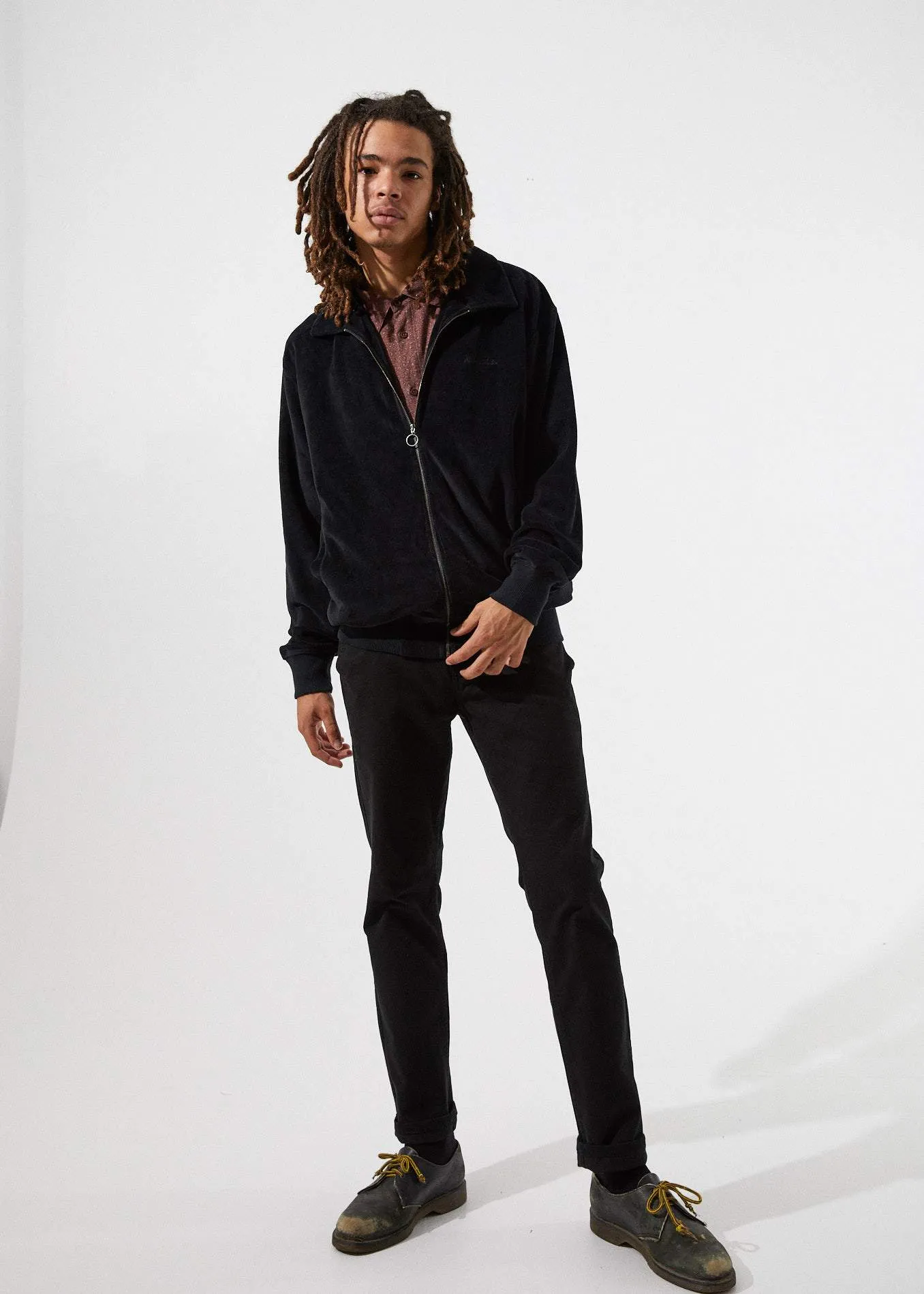 Afends Mens Velour  - Track Crew Jacket