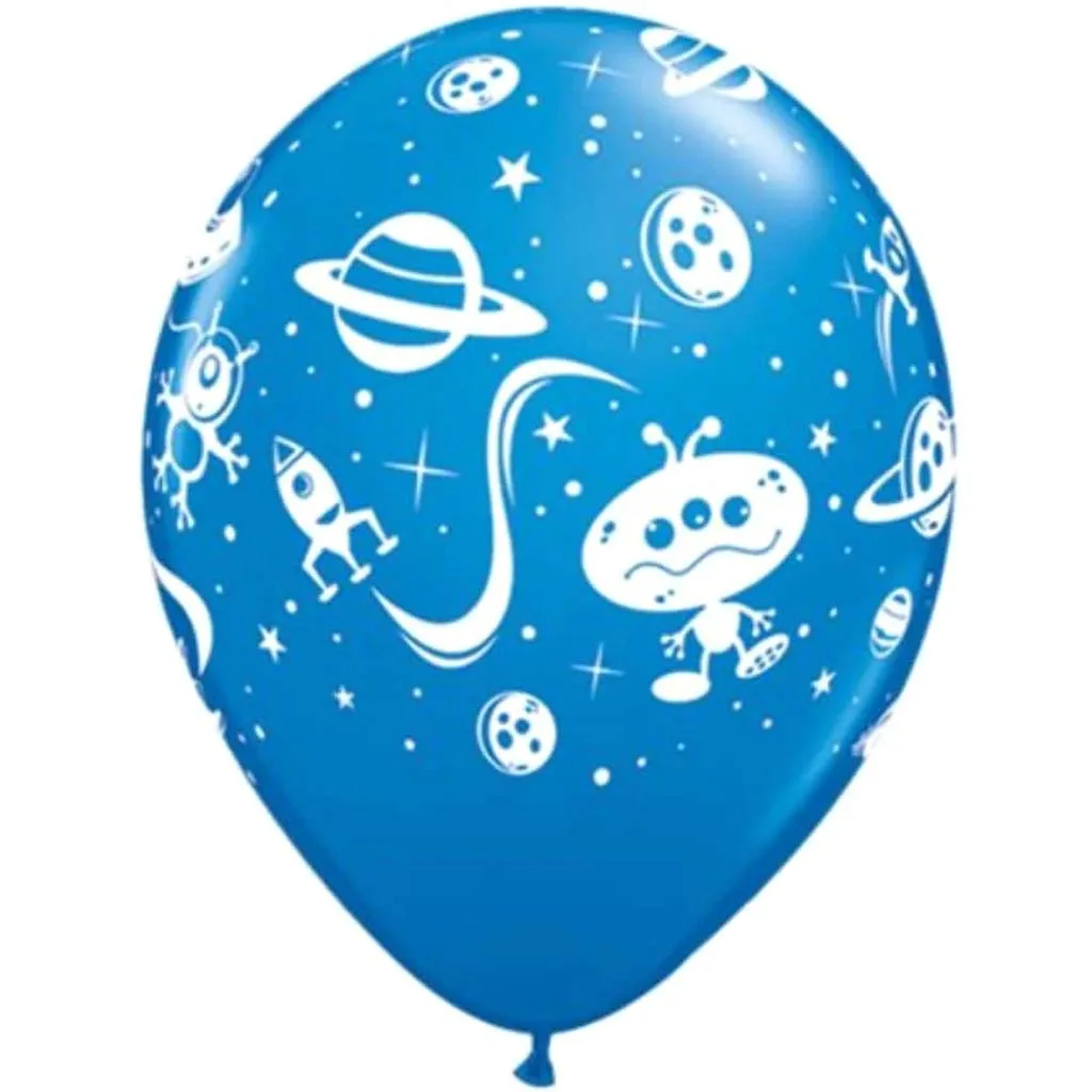 Aliens & Spaceship Latex Balloon 11in