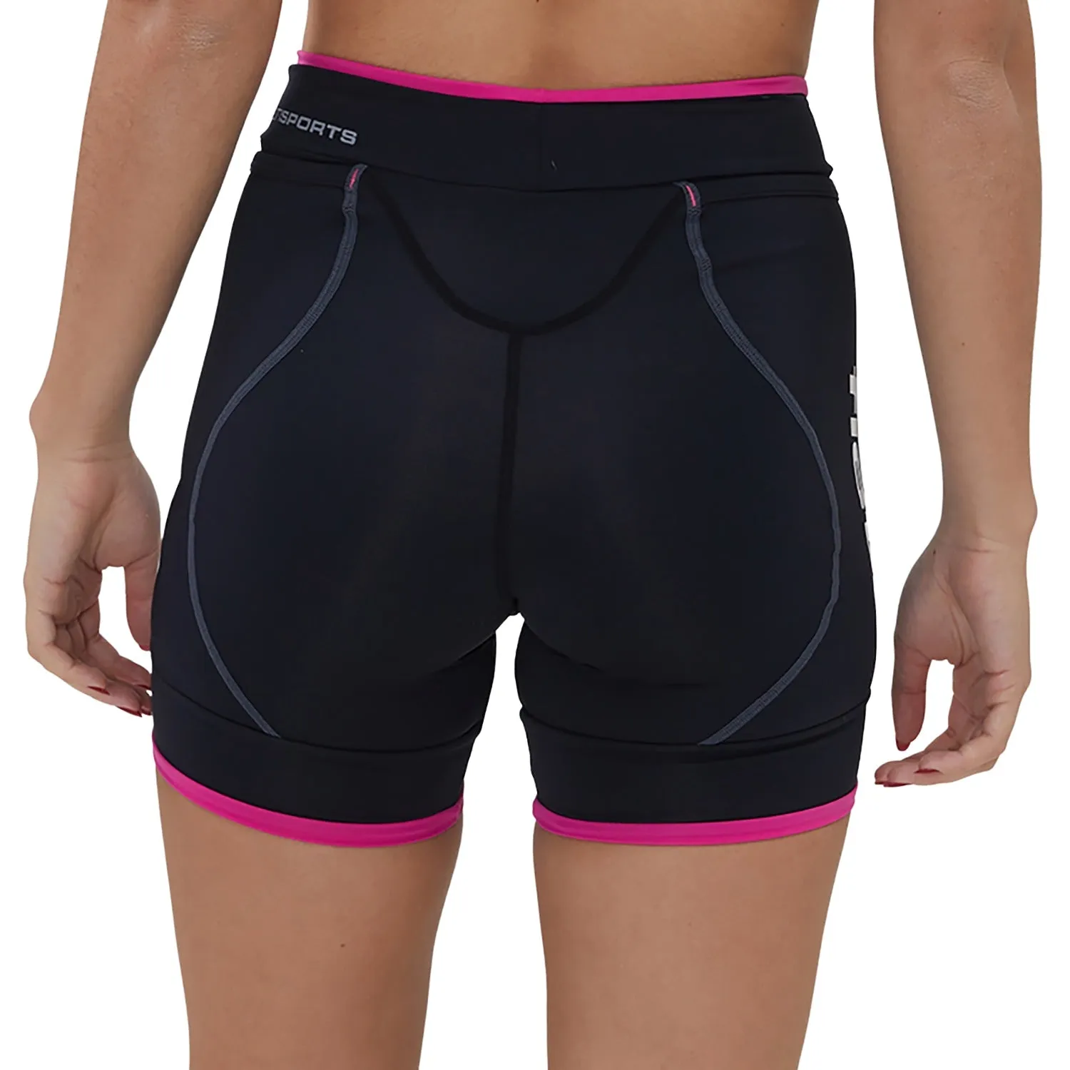 Bermuda Run Fit Fem l Preta detalhe rosa