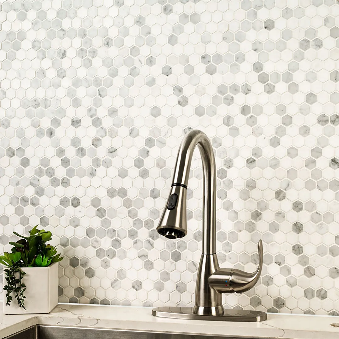 Bianco Dolomite Tibi, Hexagon Mosaic - Stone Tile