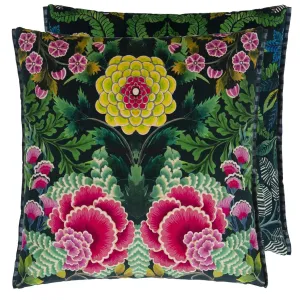 Brocart Decoratif Velours Noir Decorative Throw Pillow by Designers Guild