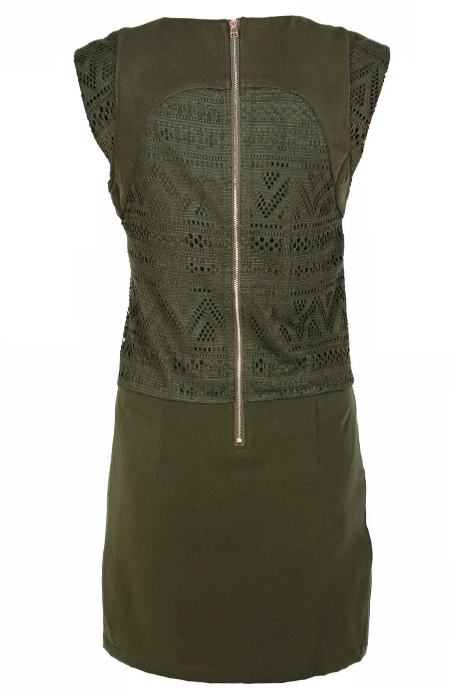 C BLOCK FELICIA Khaki Cut Out Knee Length Dress