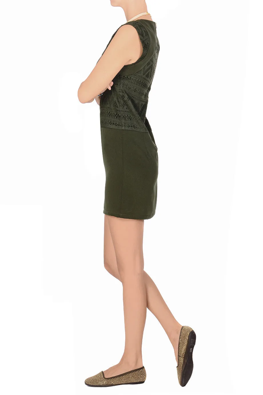 C BLOCK FELICIA Khaki Cut Out Knee Length Dress