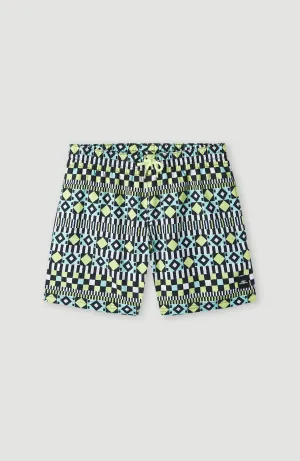 Cali Print 13'' Swim Shorts | Black Future Fade