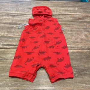 Carters Red dino snap hood shorts Ctn Romper 12m