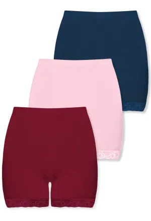 Curvy Anti Chafing High Rise Petite Cotton Rich Shorts - 3 Pack