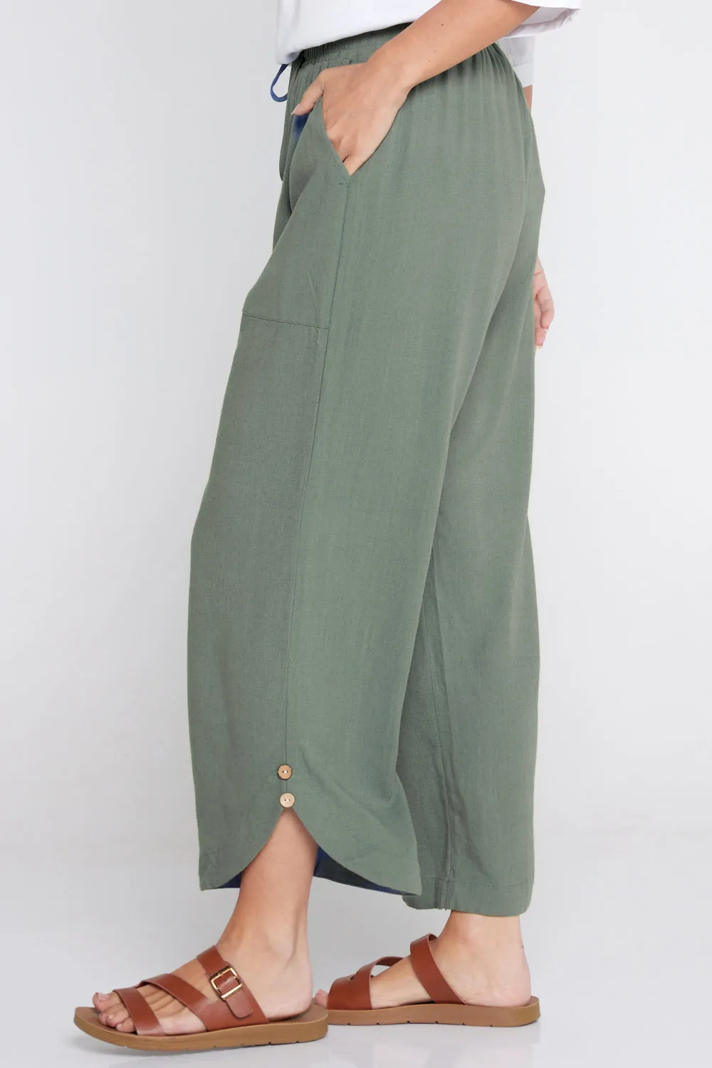 Felicity Linen Pants - Khaki