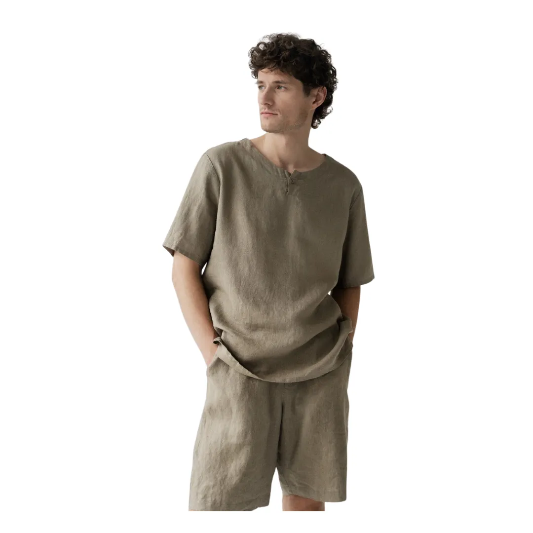 Fern Khaki Linen Pyjama Set