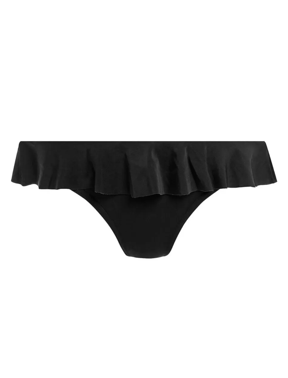 Freya Jewel Cove Italini With Frill Swim Bottom Plain Black | Plain Black Freya Bikini Briefs With Frill