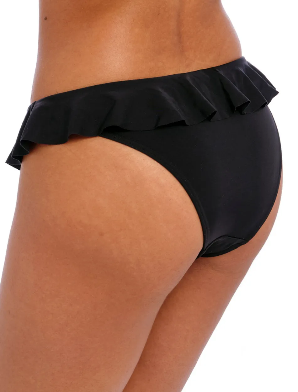 Freya Jewel Cove Italini With Frill Swim Bottom Plain Black | Plain Black Freya Bikini Briefs With Frill