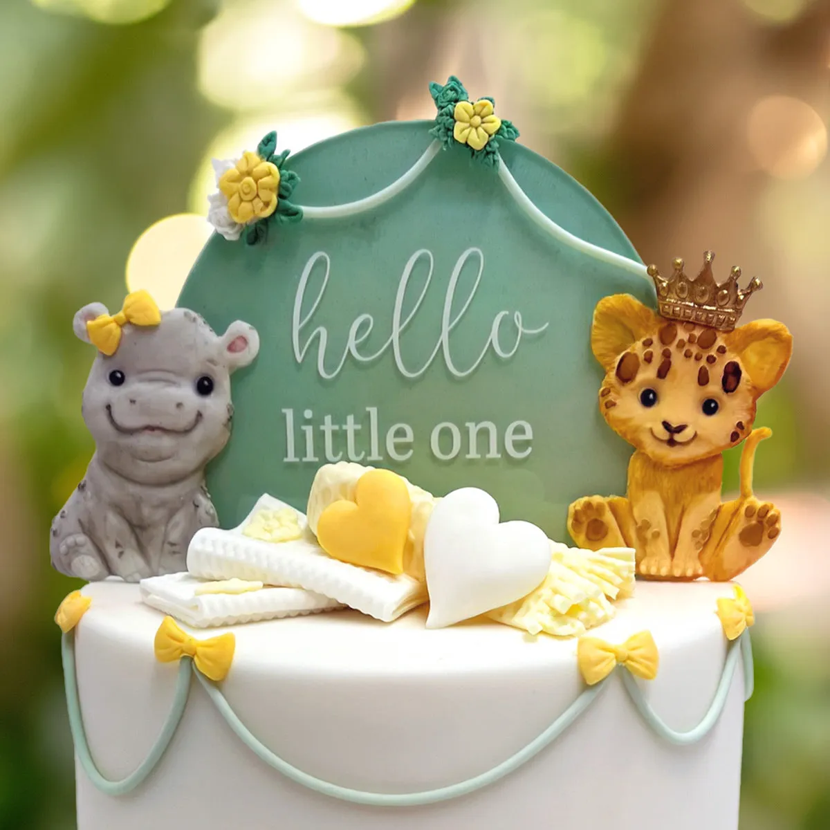 Hello Little One Clear Acrylic Arch Topper - White Wording