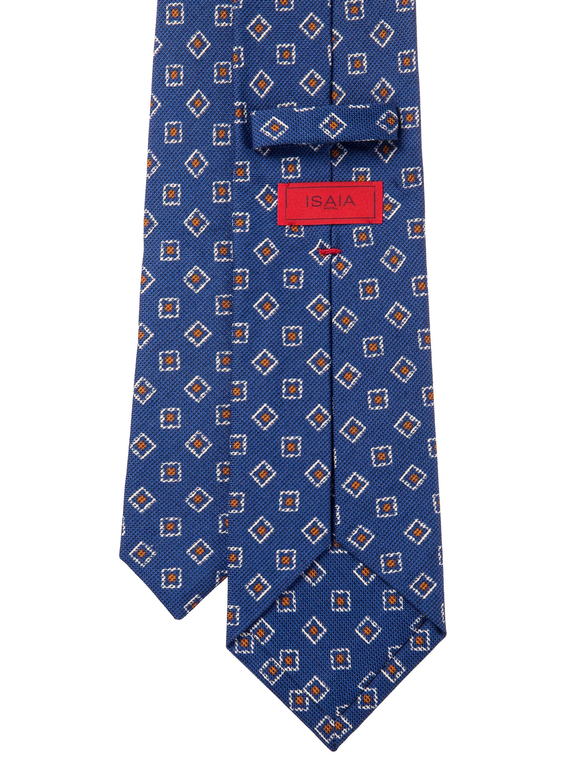 ISAIA Blue Geometric Printed Tie