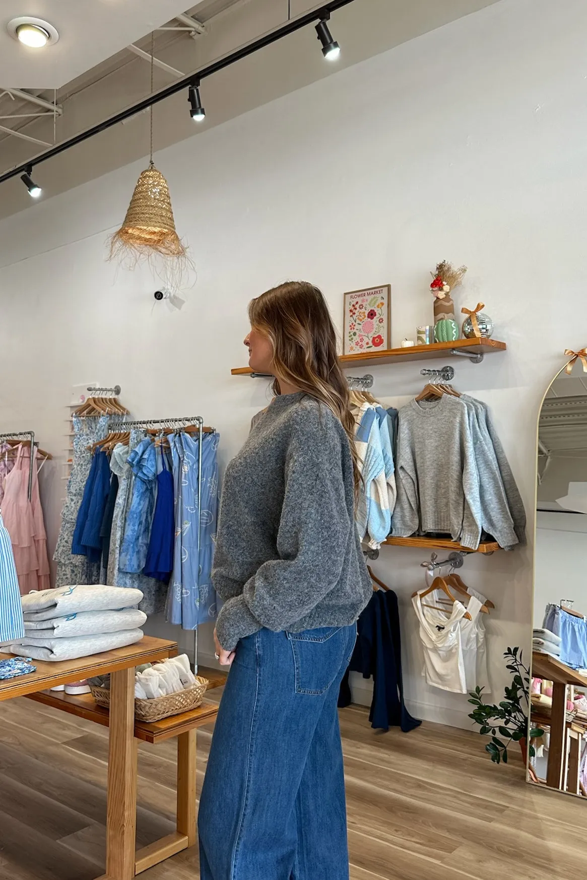 Jane Round Neck Sweater in Gray