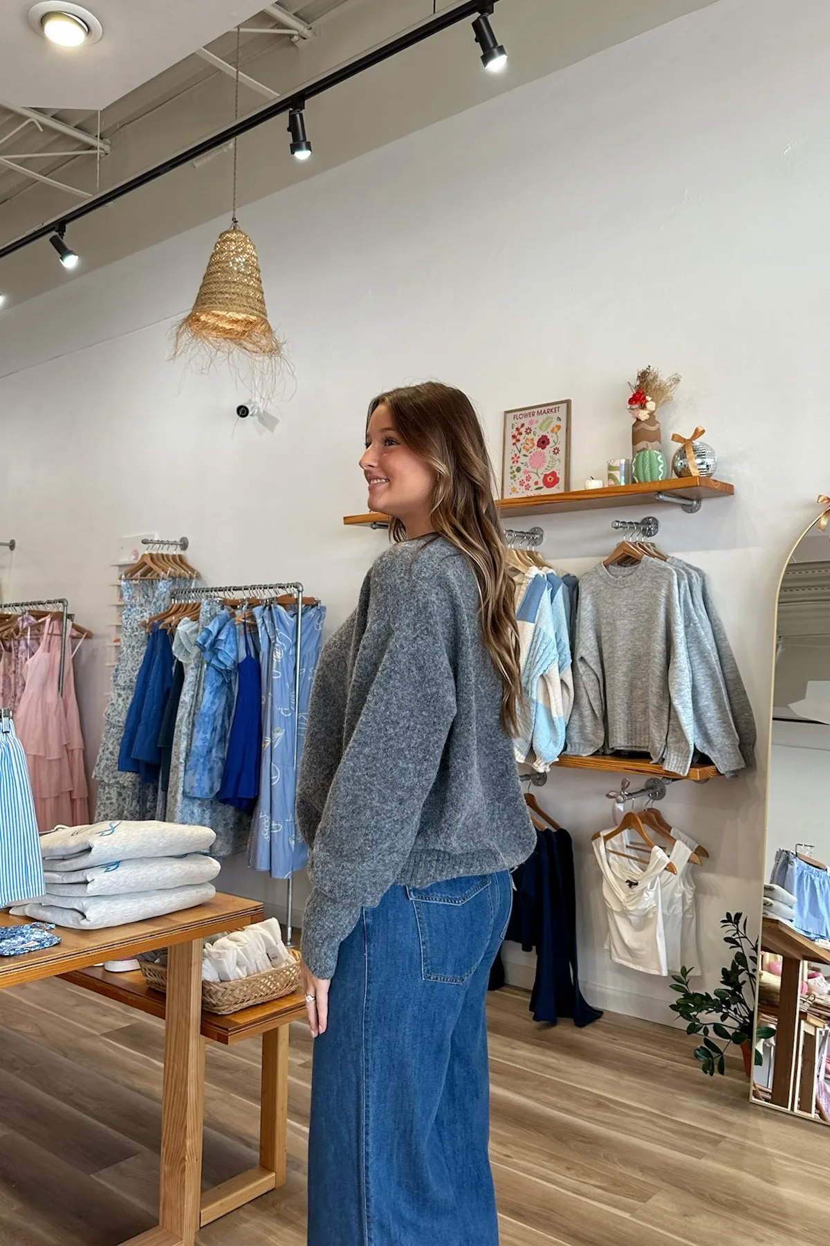 Jane Round Neck Sweater in Gray