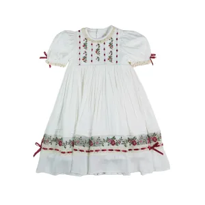 JannyBB Handmade Embroidery Heirloom Red Dress