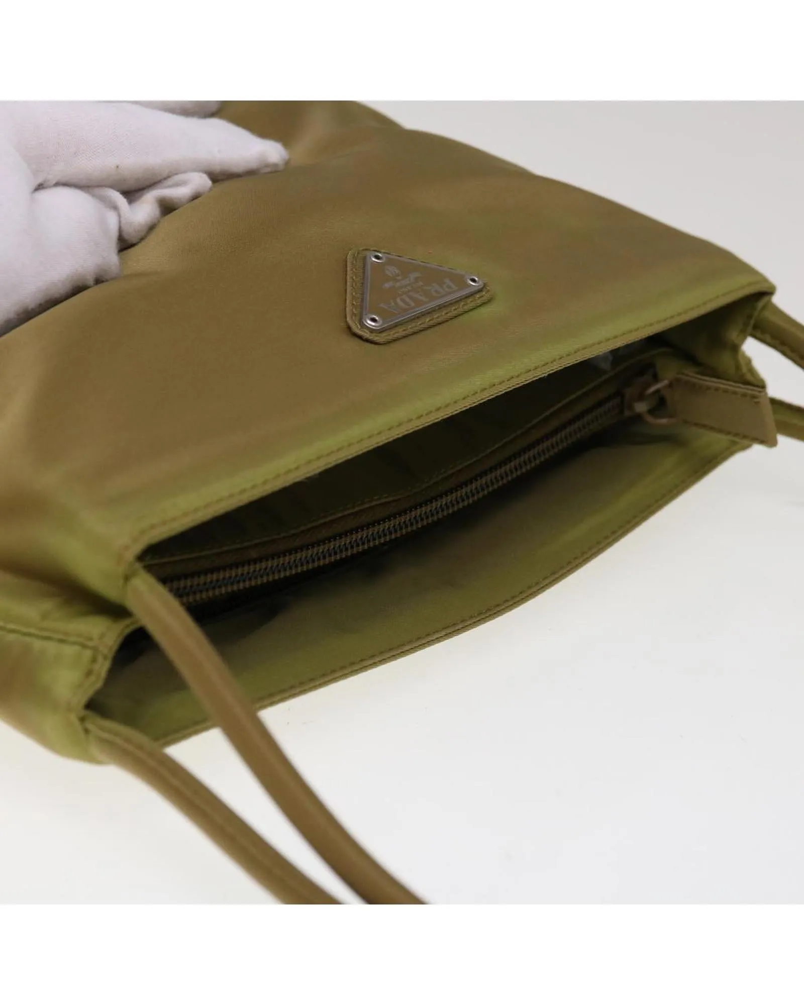 Khaki Nylon Shoulder Bag by PRADA