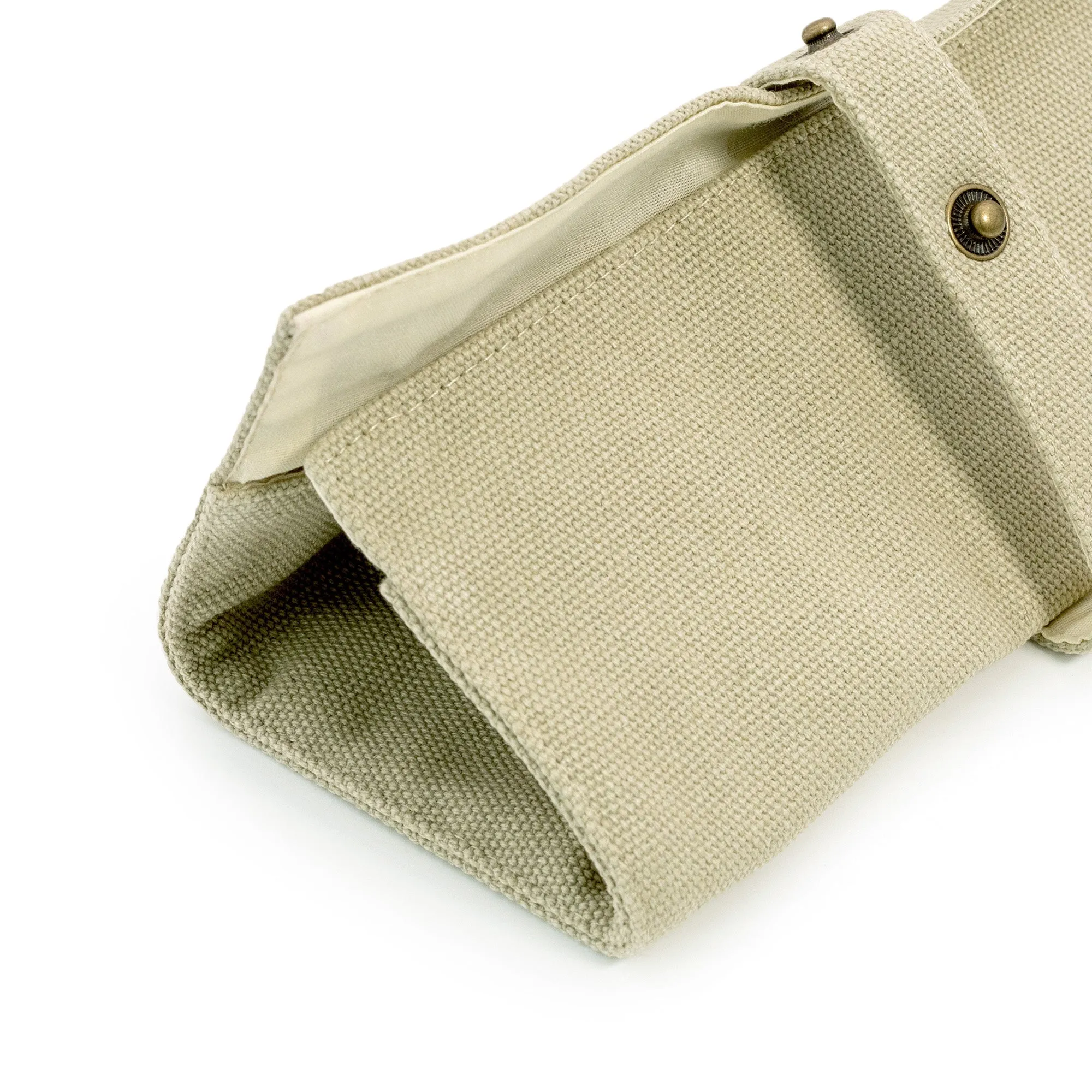 Khaki Wash Canvas Watch Band Roll Storage, 5 watch strap pockets