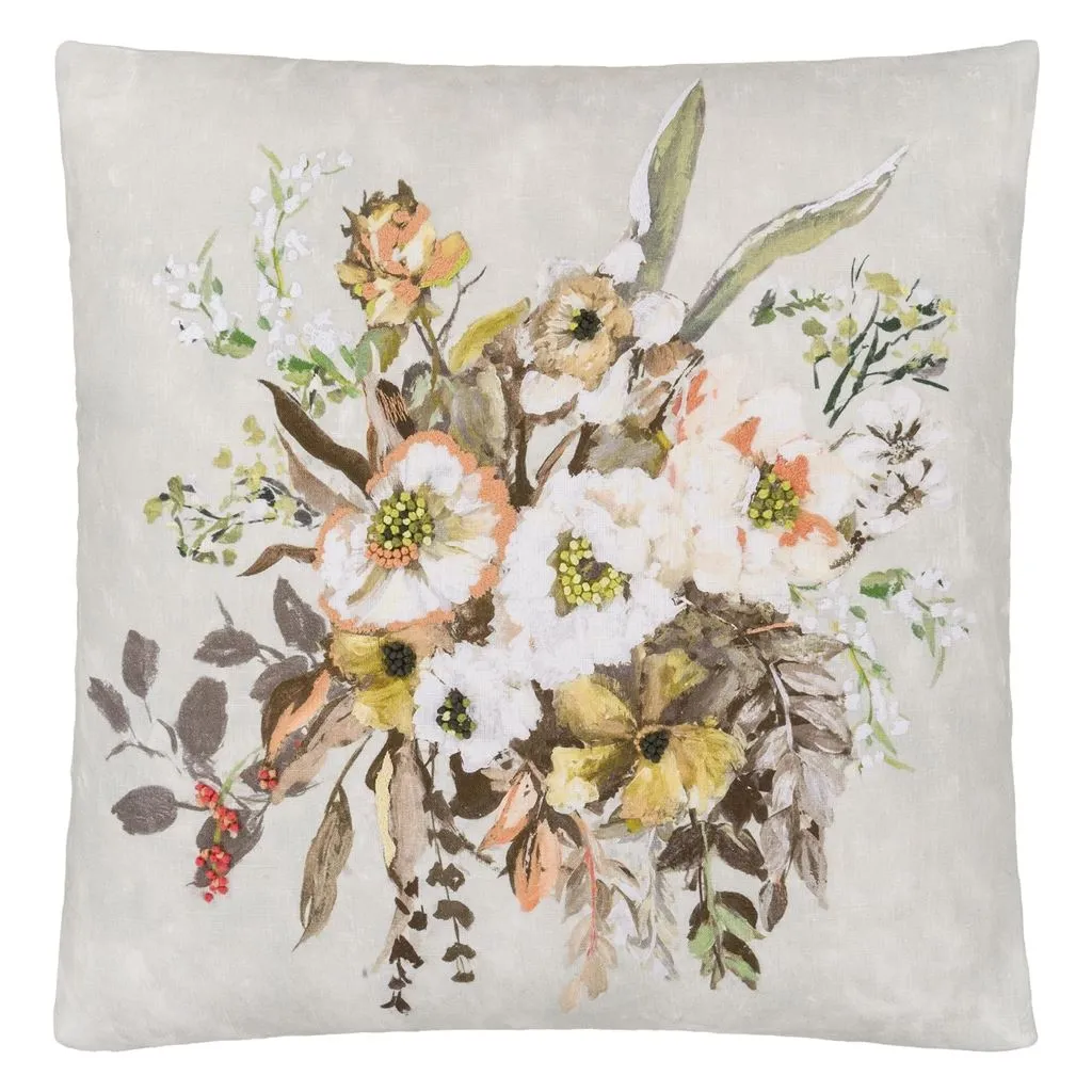 Margaretta Linen Sepia Throw Pillow by Designers Guild