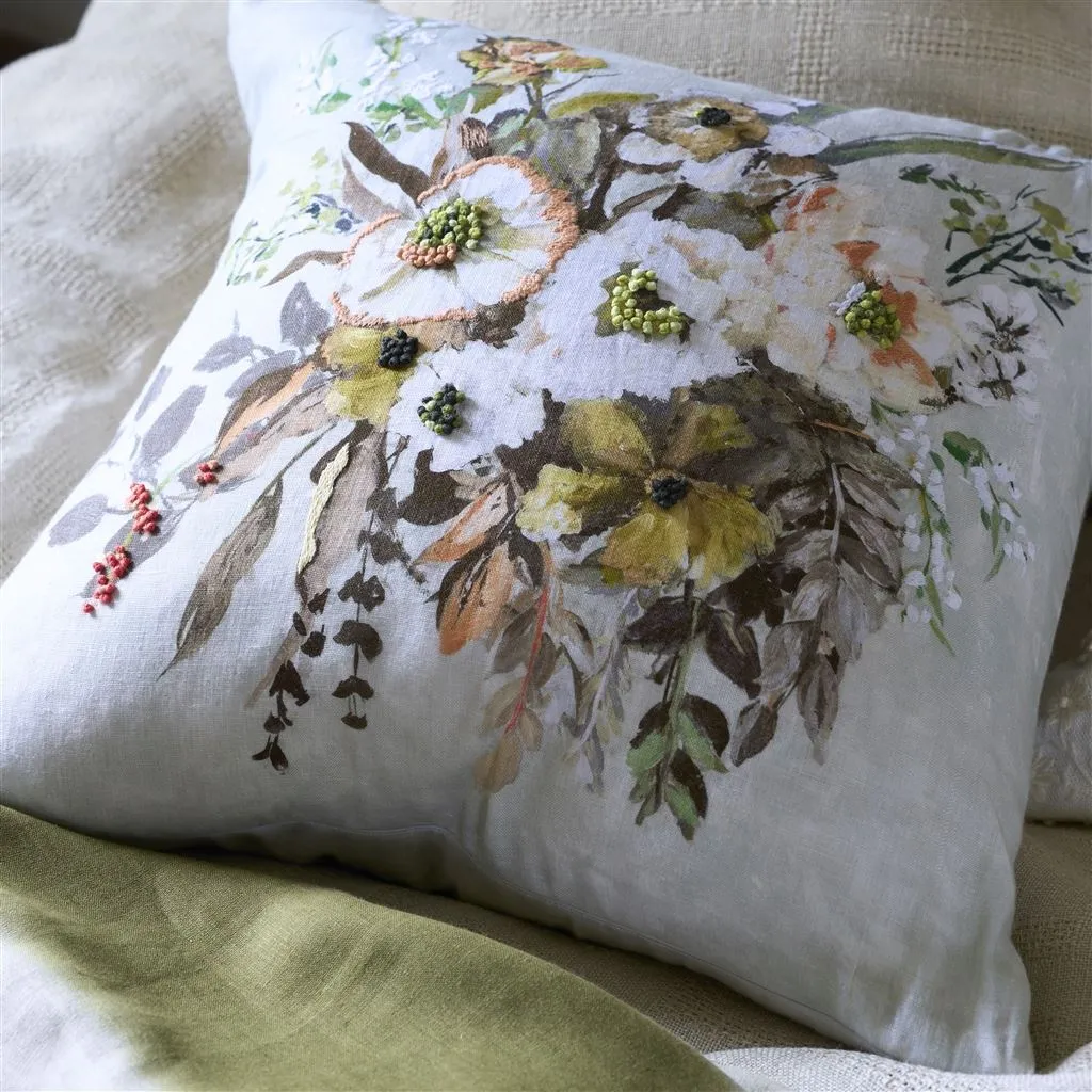 Margaretta Linen Sepia Throw Pillow by Designers Guild