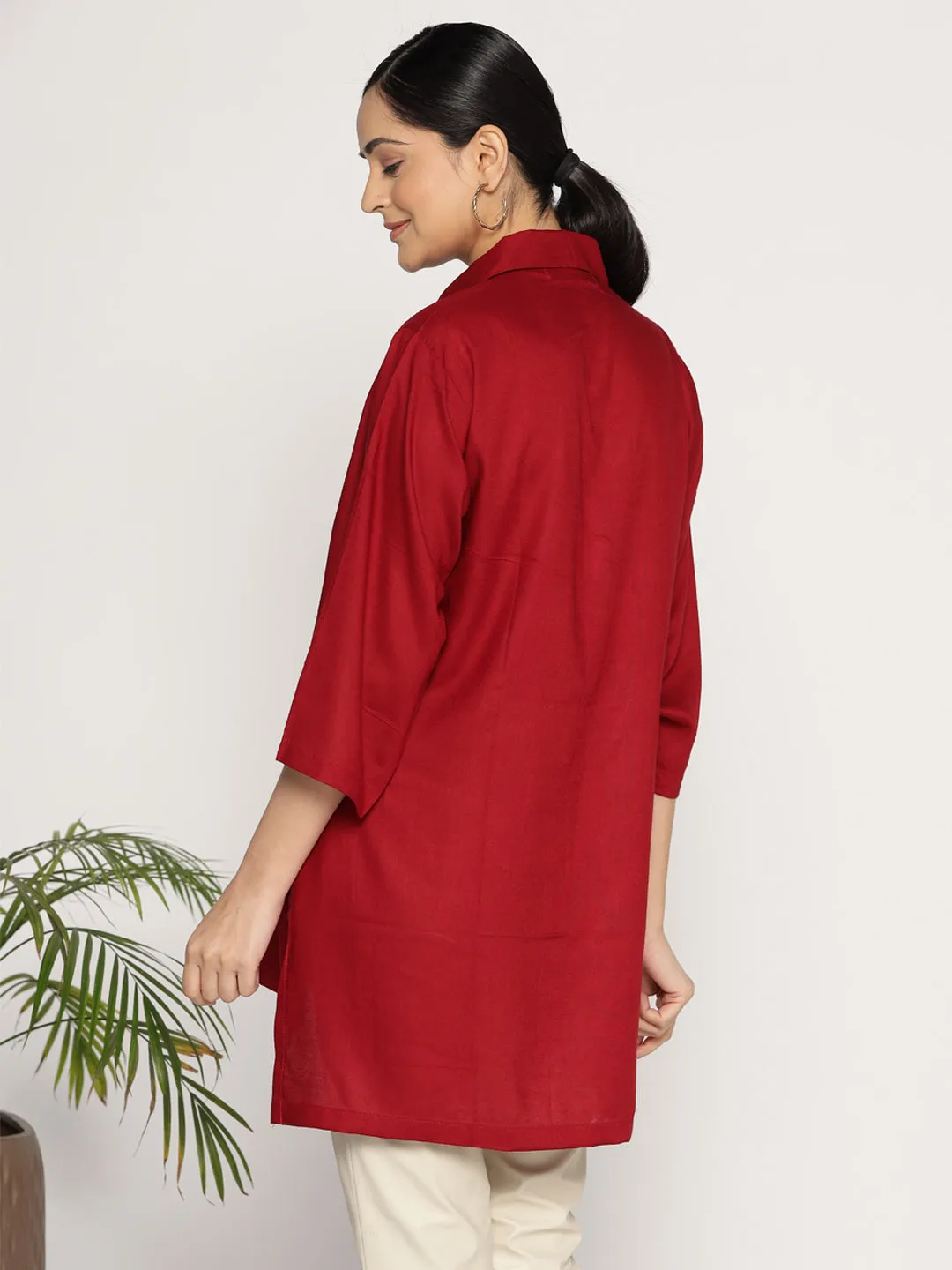 Maroon Rayon ShirtTop - Glisser