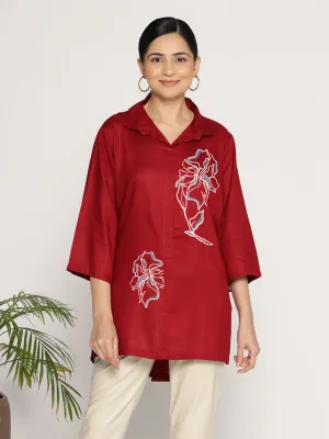 Maroon Rayon ShirtTop - Glisser