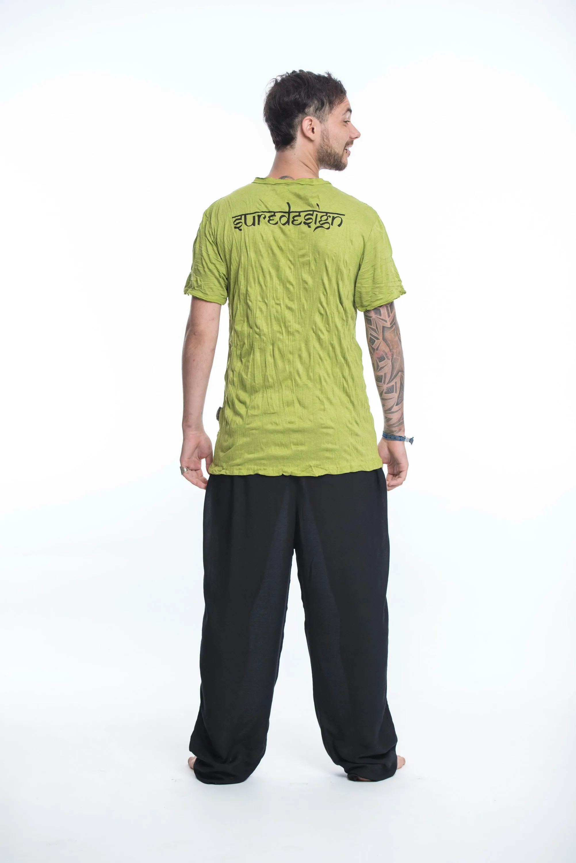 Mens Buddha Face T-Shirt in Lime