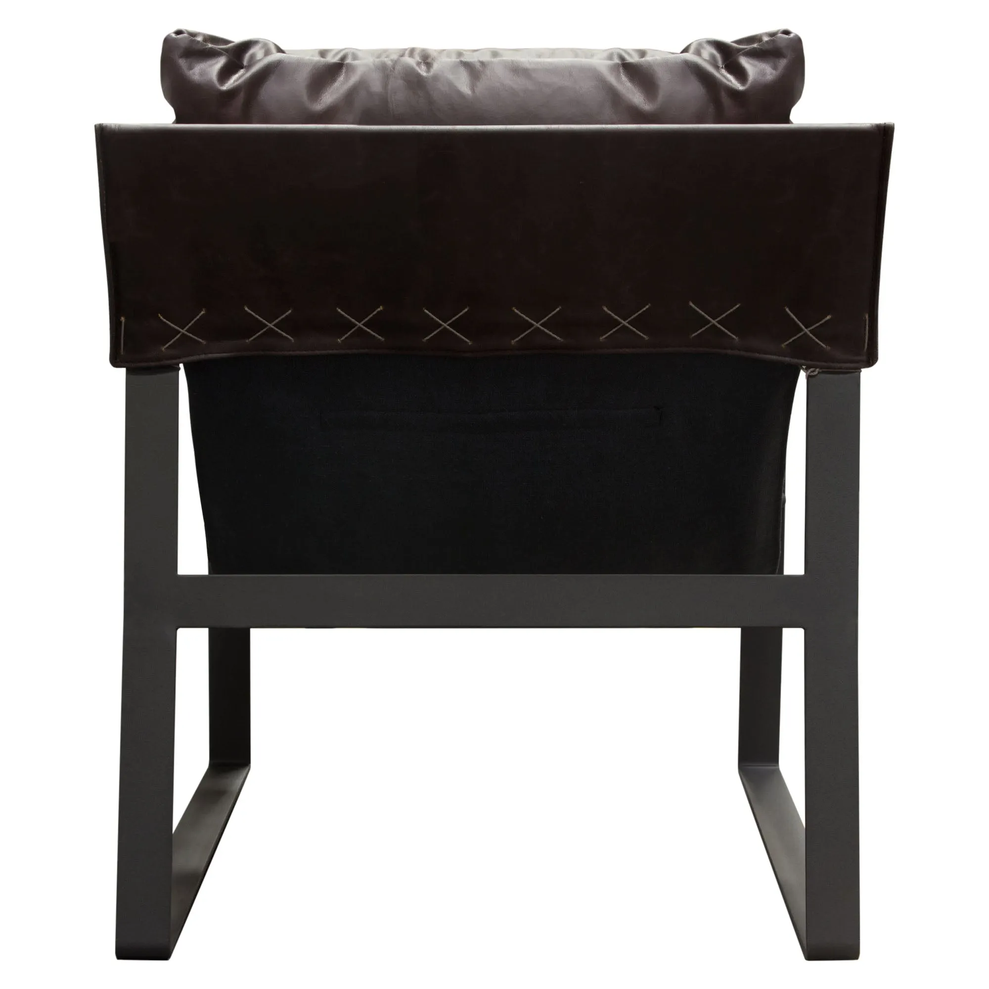 Miller Sling Accent Chair in Genuine Chocolate Leather w/ Black Powder Coated Metal Frame by Diamond Sofa