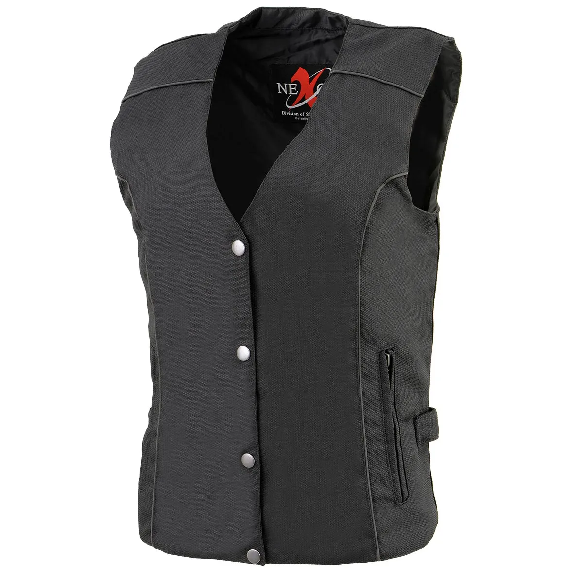 Milwaukee Leather SH1955 Ladies Black and Red Textile Vest with Wing