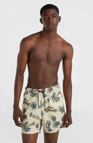 Mix and Match Cali Print 15'' Swim Shorts | Beige Venice Beach