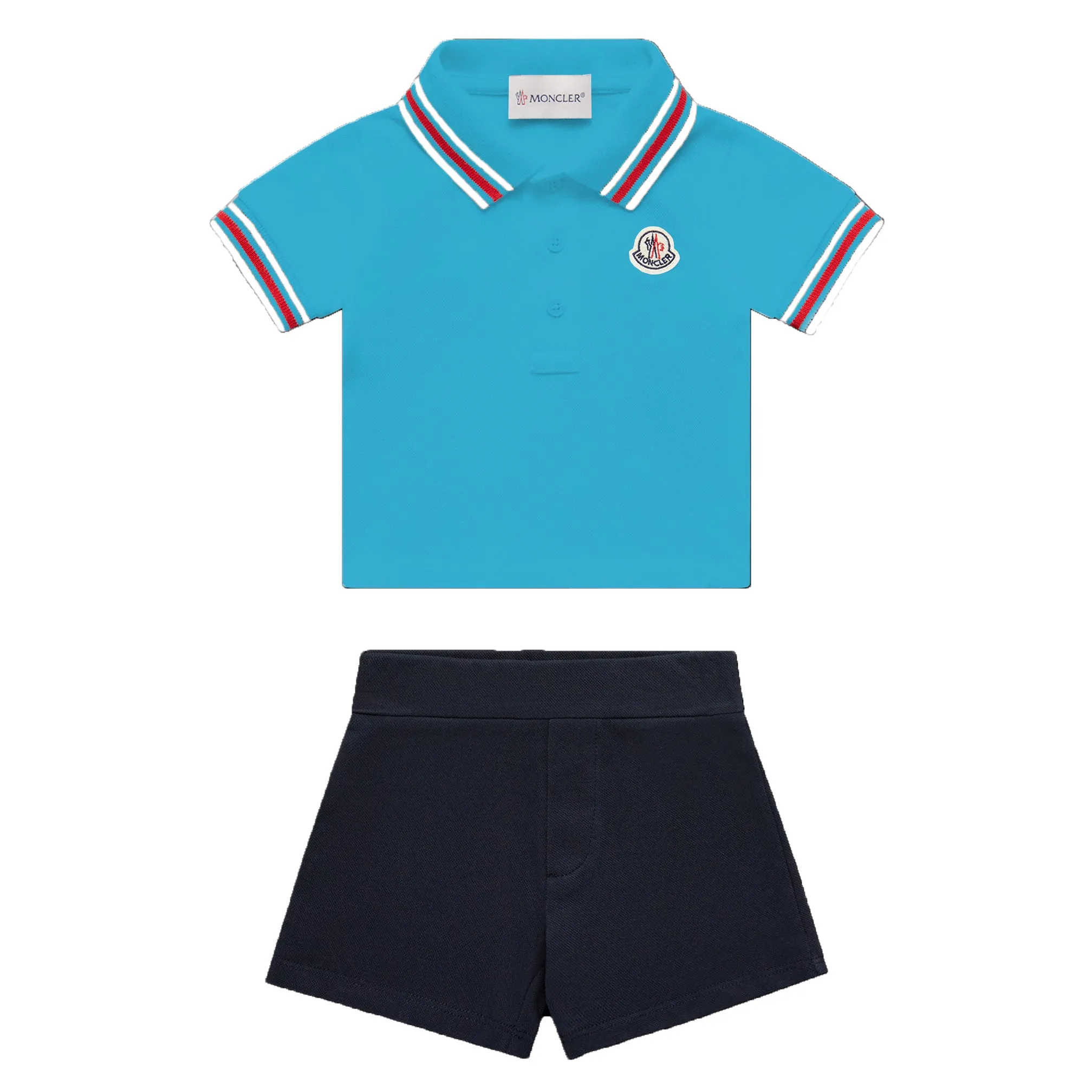 Moncler Baby Boys Blue Polo Ensemble