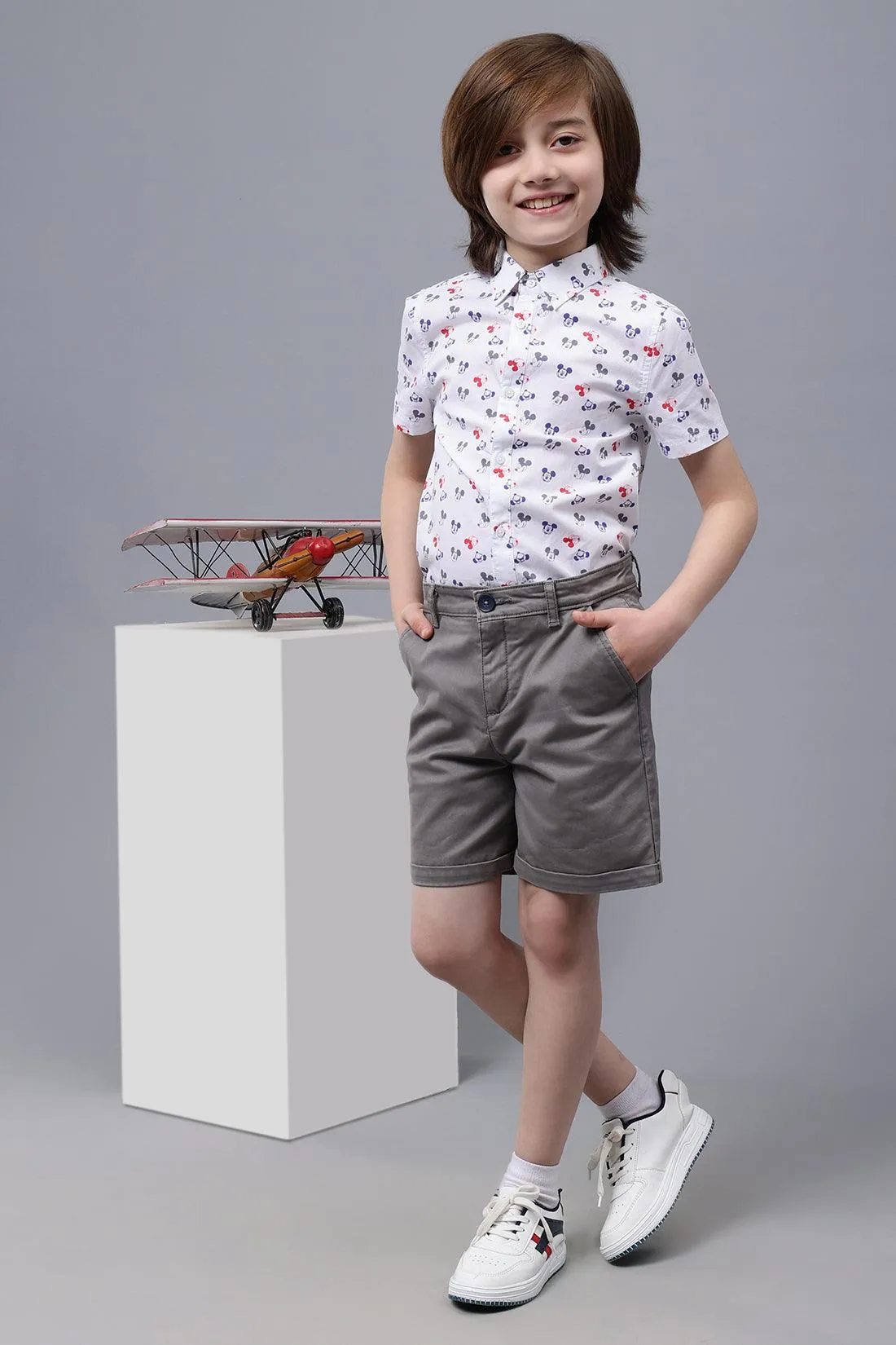 One Friday Kids Boys Grey Cotton Shorts