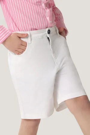 One Friday Kids Boys White Cotton Solid Shorts