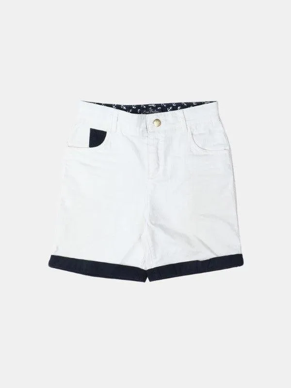 One Friday White and Blue Shorts