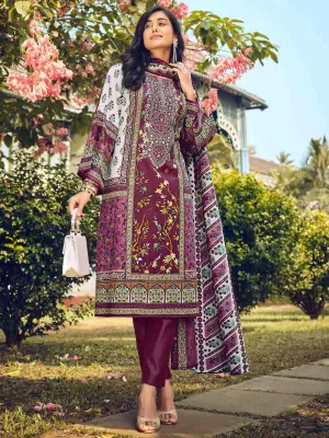 Pakistani Print Unstitched Cotton Salwar Suit Material for Women