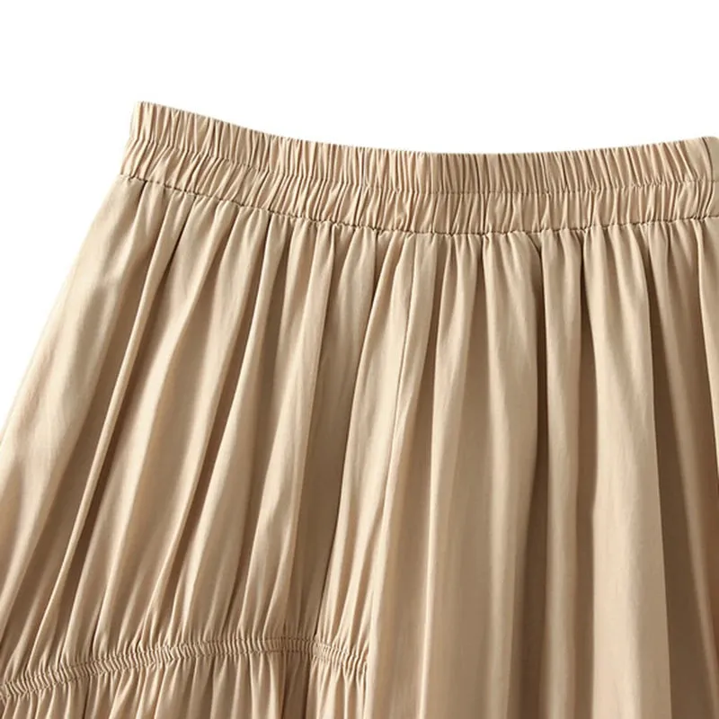 Pre Order:  Casual Solid Pleated A-Line Skirt