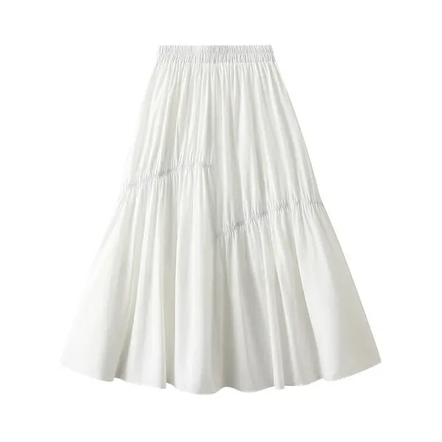 Pre Order:  Casual Solid Pleated A-Line Skirt