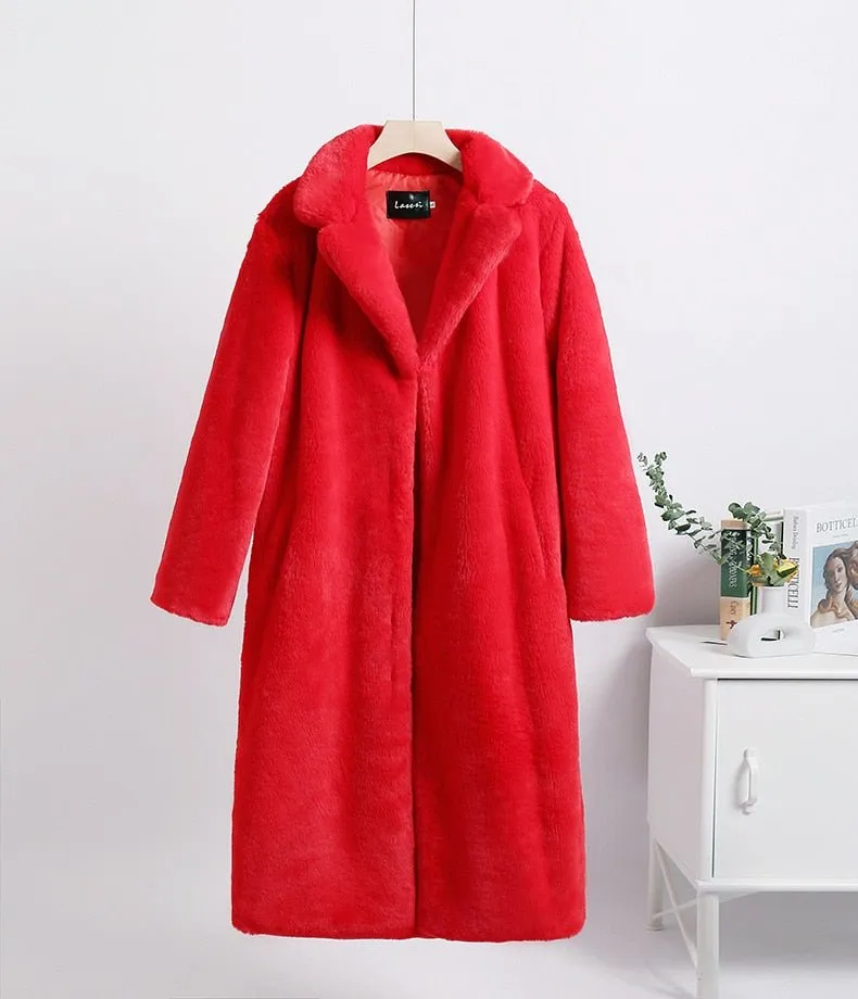 Pre Order:  Two-Tone Faux Fur Loose Coat