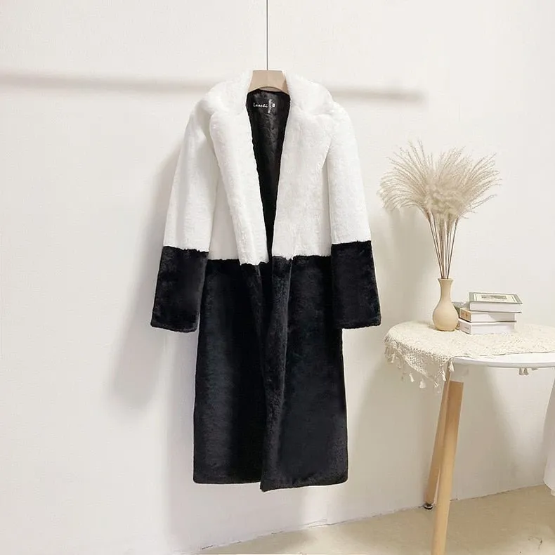 Pre Order:  Two-Tone Faux Fur Loose Coat