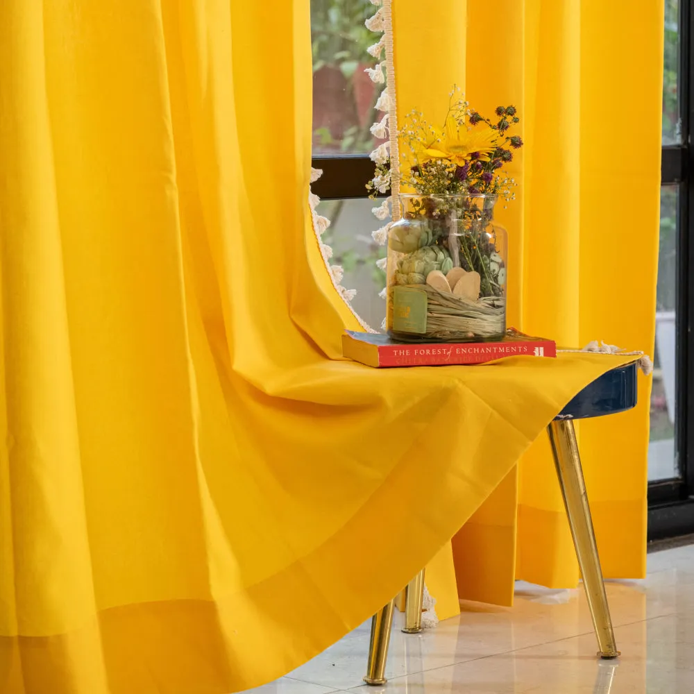 Premium 100% Cotton Curtain for Window & Curtains for Door - Pack of 1 Curtain, Aura Yellow