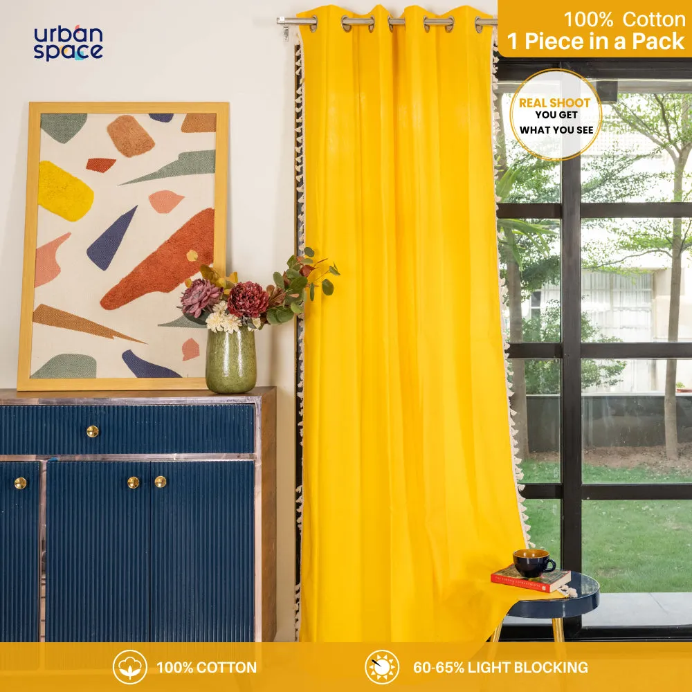 Premium 100% Cotton Curtain for Window & Curtains for Door - Pack of 1 Curtain, Aura Yellow