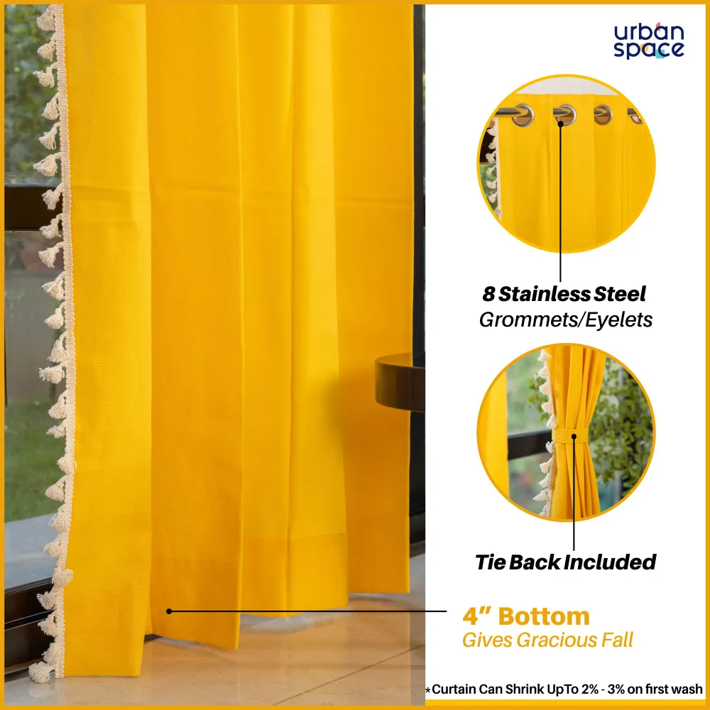 Premium 100% Cotton Curtain for Window & Curtains for Door - Pack of 1 Curtain, Aura Yellow