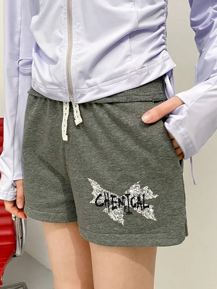 "Emancipation Diary" Printed Rhinestone Shorts【s0000008873】