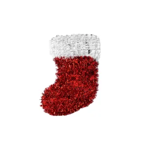 Red Tinsel Christmas Stocking Hanging