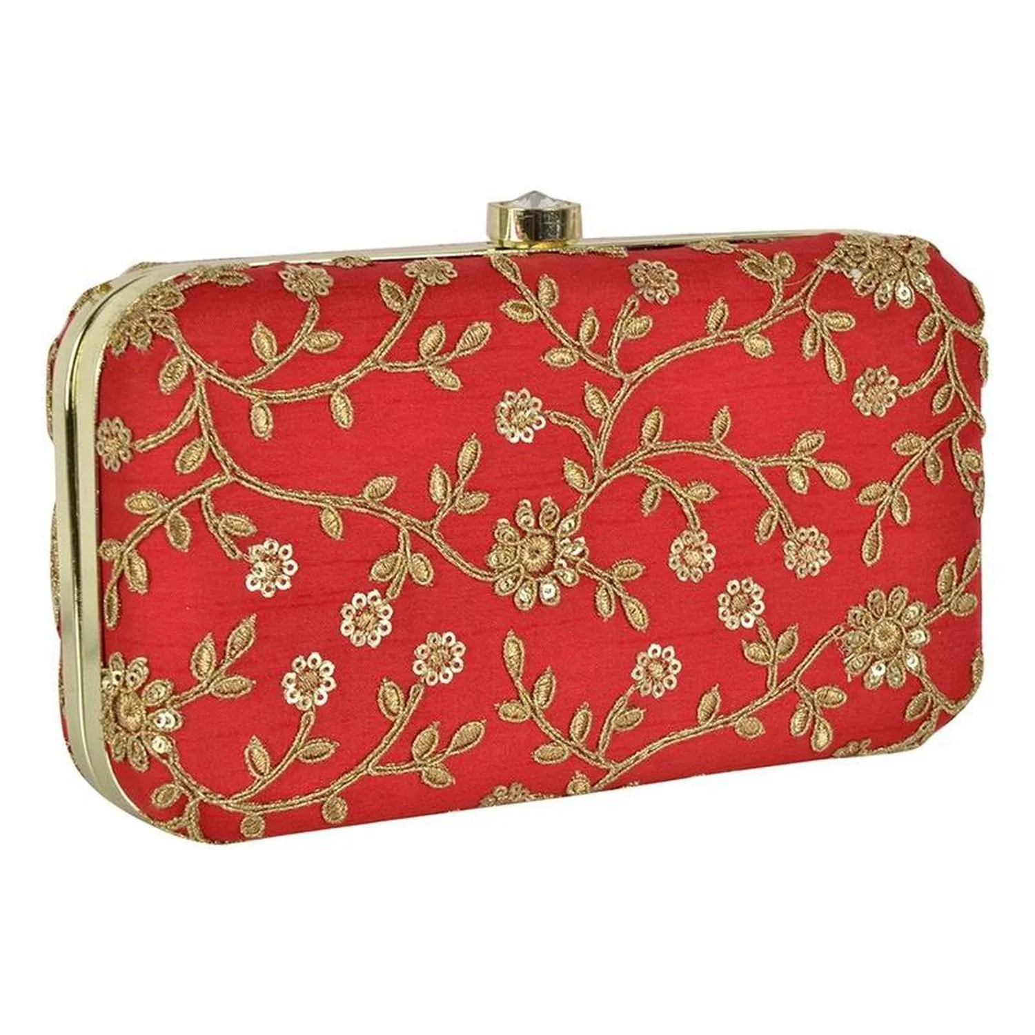 Red with Golden Embroidery Party wear Designer Women Clutch