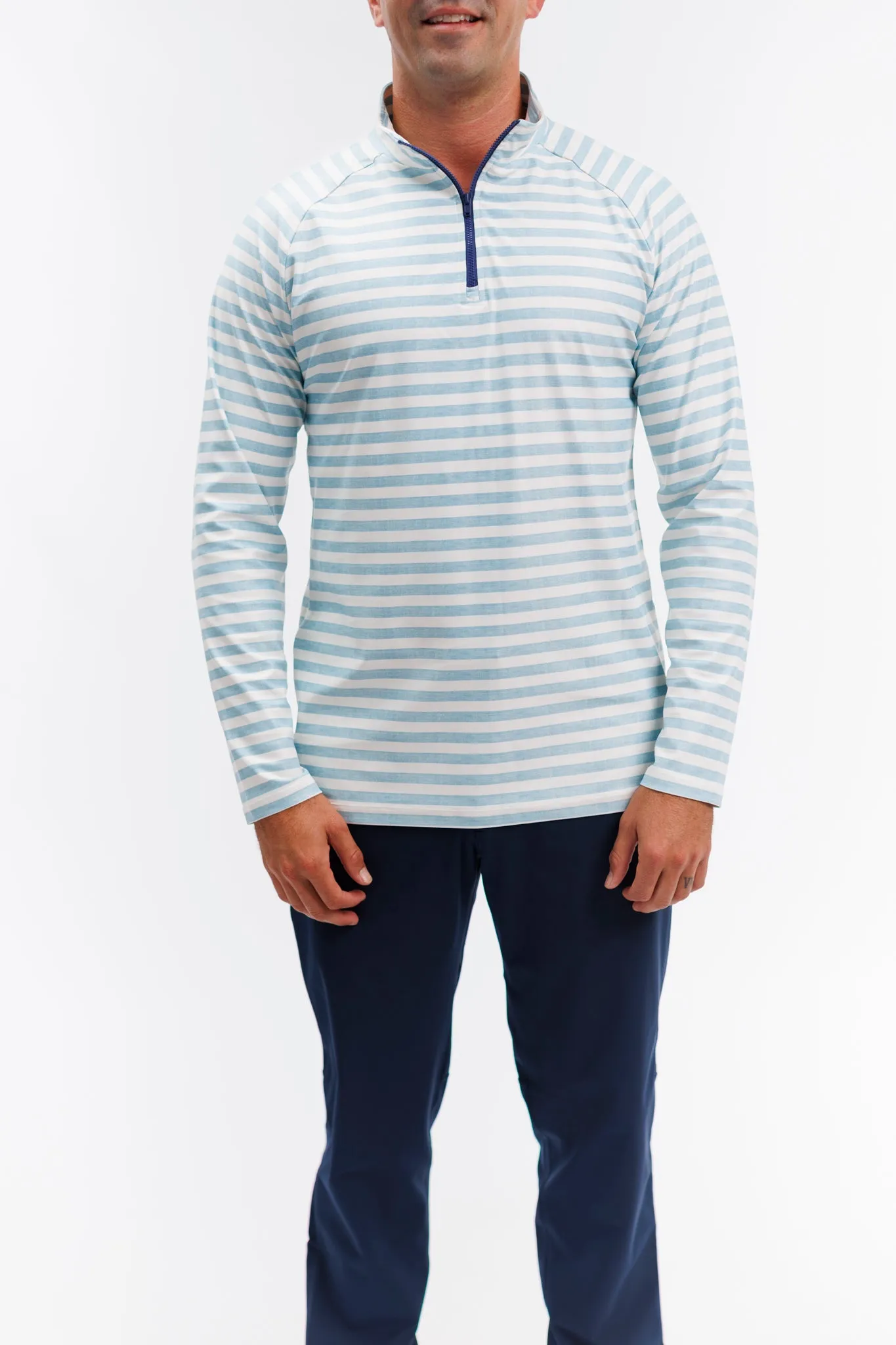 The Captain 1/4 Zip - Lagoon Stripe