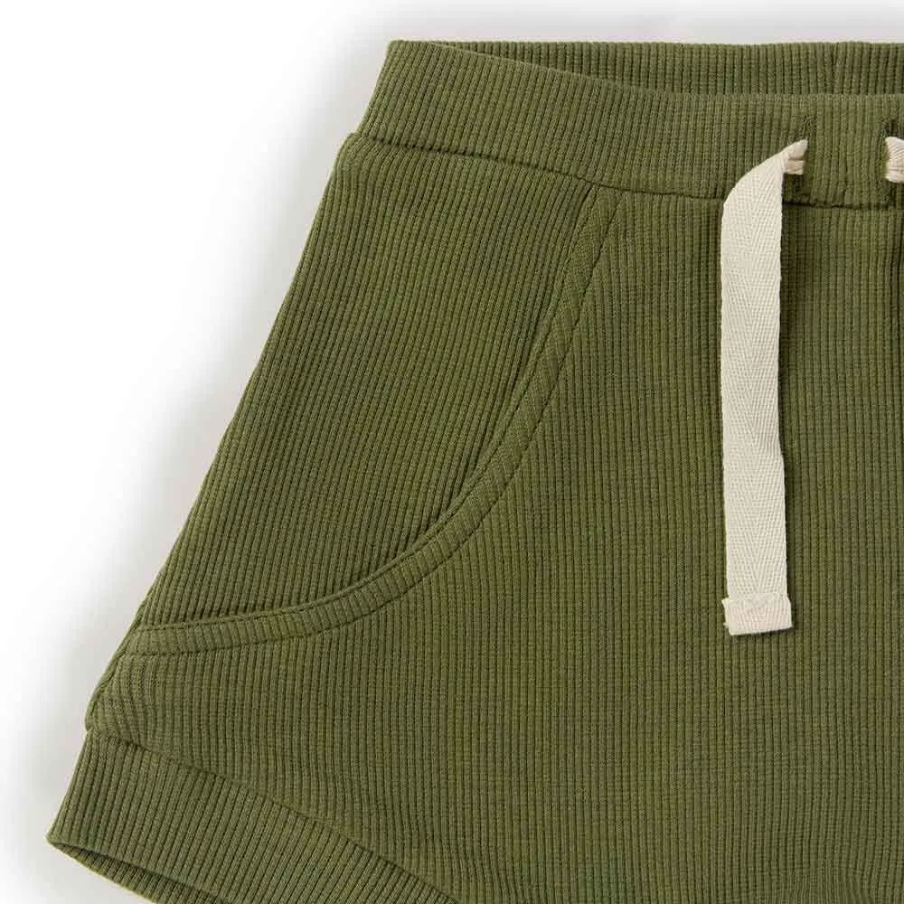 Unisex Organic-cotton Olive Shorts