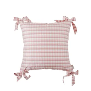 Vichy Check Bow Pillow in Blush